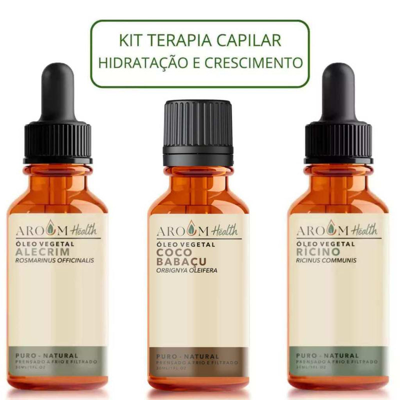 Kit Óleos Terapia Capilar - Alecrim , Coco e Castor (Rícino ) - 30 ML